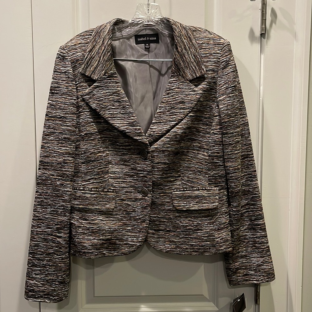 Isabel & Nina blue/gray suit with jacket and skirt size 14 NWT